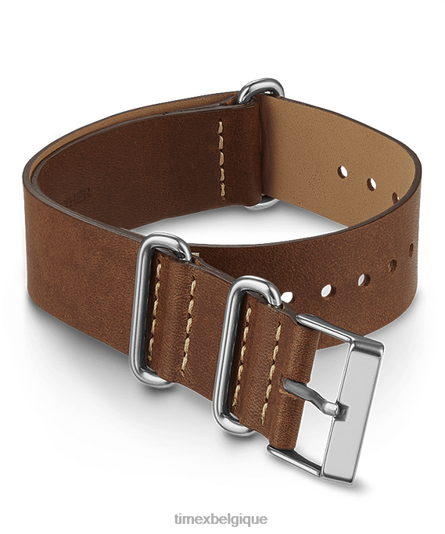 sangles | Timex unisexe Sangle double couche en cuir de 20 mm R2F20460 brun