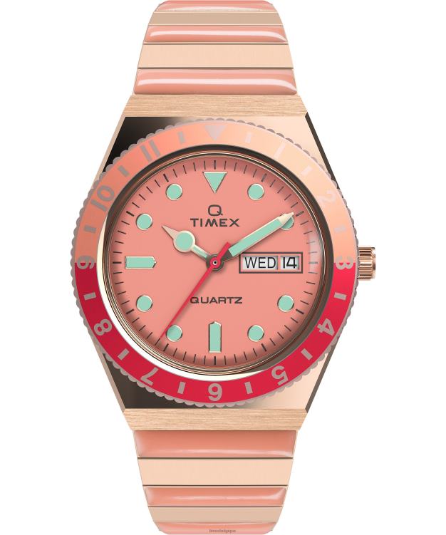 montres | Q Timex femmes Malibu - Montre à bracelet extensible en acier inoxydable de 36 mm R2F20342 ton doré rose/rose