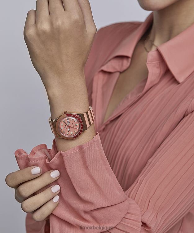 montres | Q Timex femmes Malibu - Montre à bracelet extensible en acier inoxydable de 36 mm R2F20342 ton doré rose/rose