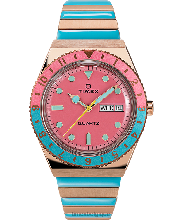 montres | Q Timex femmes Malibu - Montre à bracelet extensible en acier inoxydable de 36 mm R2F20367 doré rose/bicolore/rose