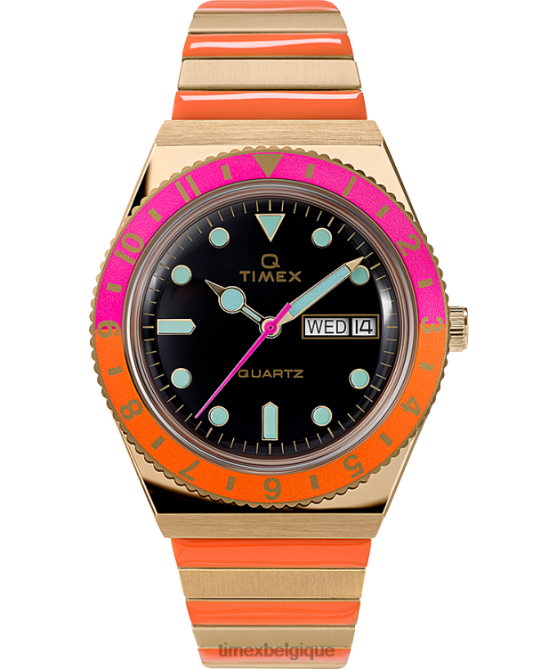 montres | Q Timex femmes Malibu - Montre à bracelet extensible en acier inoxydable de 36 mm R2F20372 doré/bicolore/noir