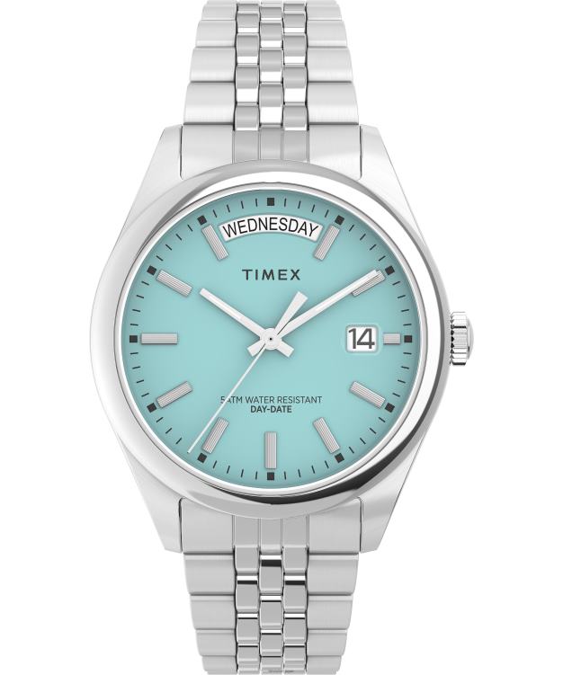 montres | Timex femmes Montre-bracelet Legacy en acier inoxydable de 36 mm avec jour et date R2F20375 argenté/bleu