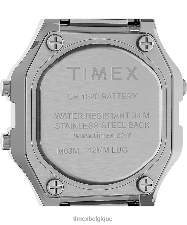 montres | Timex femmes Montre à bracelet d'expansion en acier inoxydable t80 mini 27 mm R2F20346 argenté/acier inoxydable