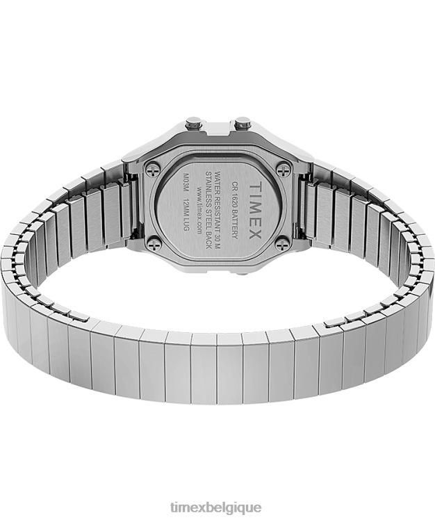 montres | Timex femmes Montre à bracelet d'expansion en acier inoxydable t80 mini 27 mm R2F20346 argenté/acier inoxydable
