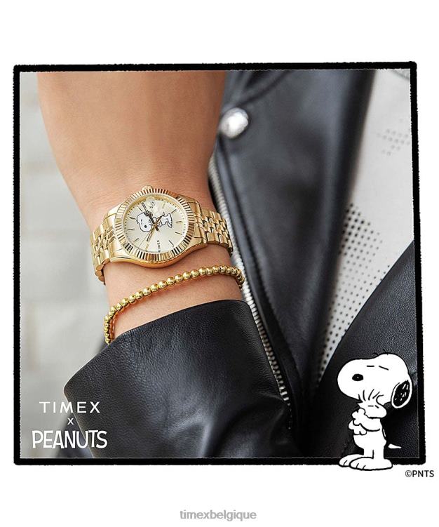 montres | Timex femmes Montre-bracelet en acier inoxydable Legacy x Peanuts de 34 mm R2F20376 ton d'or