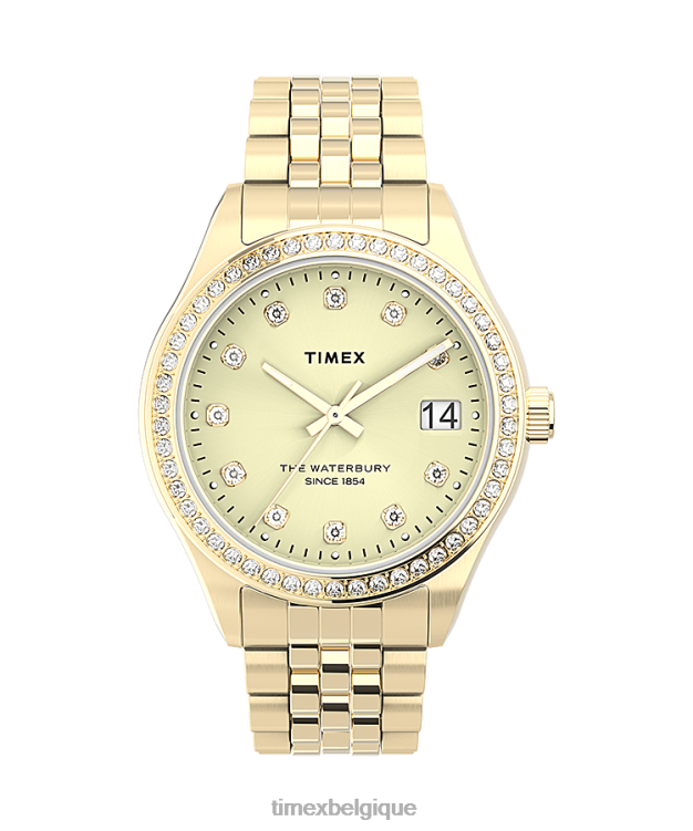 montres | Timex femmes Montre-bracelet traditionnelle Waterbury en acier inoxydable de 34 mm R2F20357 ton d'or
