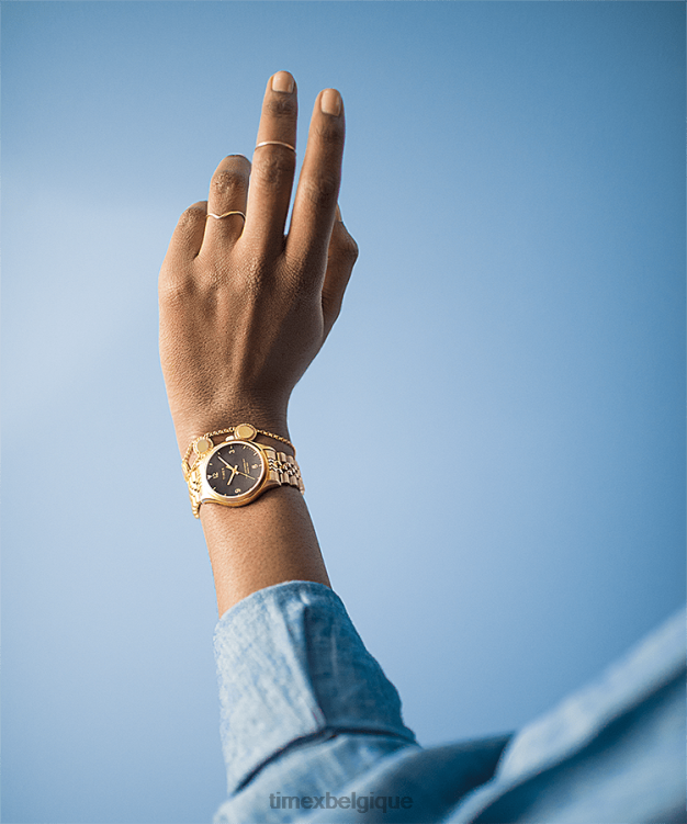 montres | Timex femmes Montre-bracelet traditionnelle Waterbury en acier inoxydable de 34 mm R2F20359 doré/noir