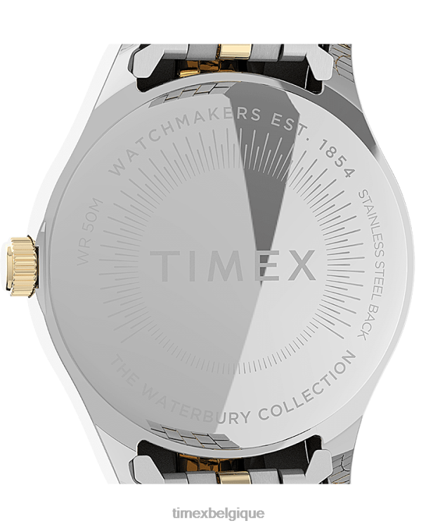 montres | Timex femmes Montre-bracelet traditionnelle Waterbury en acier inoxydable de 34 mm R2F20369 bicolore/argenté
