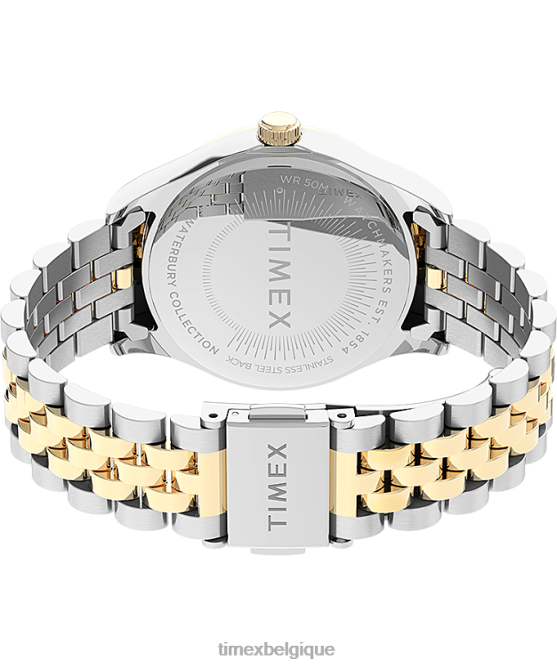 montres | Timex femmes Montre-bracelet traditionnelle Waterbury en acier inoxydable de 34 mm R2F20369 bicolore/argenté