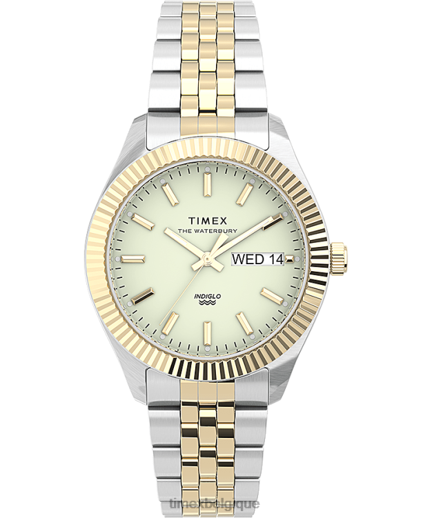 montres | Timex femmes montre-bracelet en acier inoxydable Legacy Boyfriend de 36 mm R2F20336 bicolore/doré