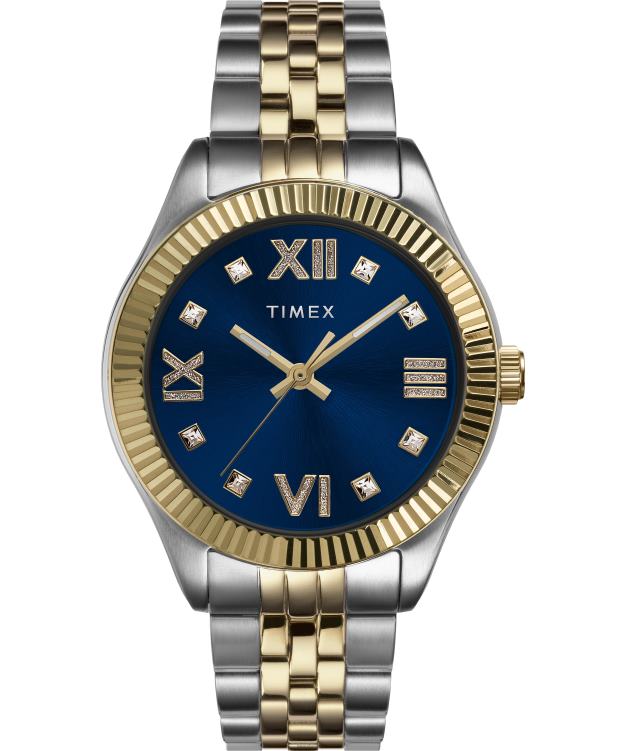 montres | Timex femmes montre-bracelet en acier inoxydable Legacy de 34 mm R2F20326 bicolore/bleu