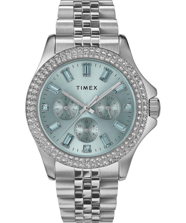 montres | Timex femmes montre bracelet en acier inoxydable multifonction Kaia 40 mm R2F20353 argenté/bleu