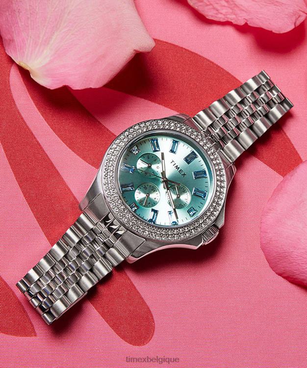 montres | Timex femmes montre bracelet en acier inoxydable multifonction Kaia 40 mm R2F20353 argenté/bleu