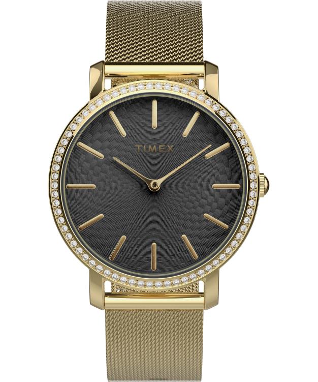 montres | Timex femmes montre-bracelet en acier inoxydable transcend 34 mm R2F20341 doré/noir