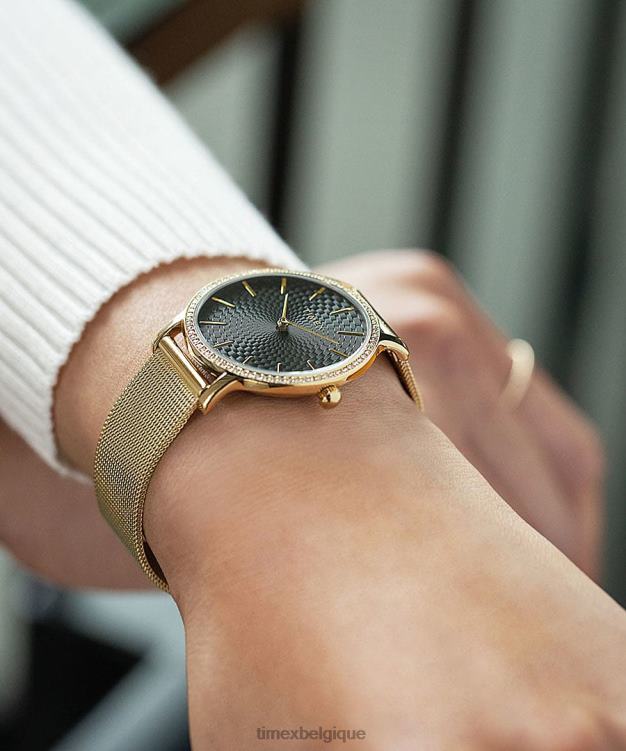 montres | Timex femmes montre-bracelet en acier inoxydable transcend 34 mm R2F20341 doré/noir