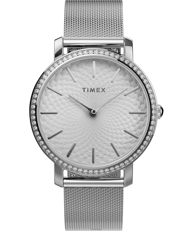 montres | Timex femmes montre-bracelet en acier inoxydable transcend 34 mm R2F20356 argenté