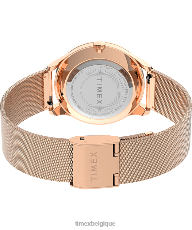 montres | Timex femmes montre à bracelet en maille d'acier inoxydable de 32 mm d'opulence céleste R2F20352 ton doré rose/blanc