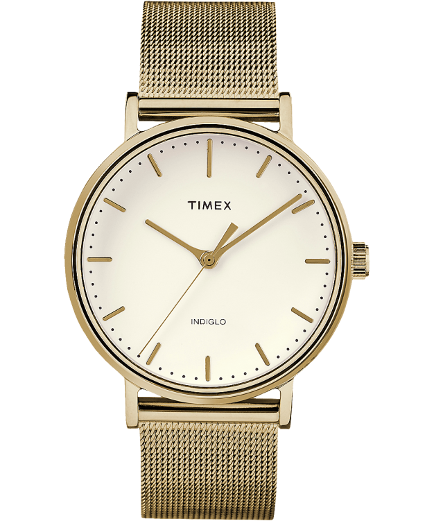 montres | Timex femmes montre fairfield à bracelet en maille de 37 mm R2F20350 doré/naturel