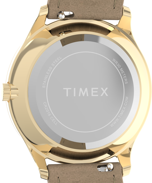 montres | Timex femmes montre à bracelet en cuir de 32 mm avec robe moderne R2F20386 doré/marron/blanc