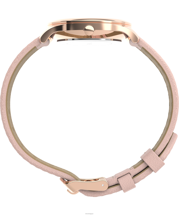 montres | Timex femmes montre moderne et facile à lire avec bracelet en cuir de 32 mm R2F20384 ton doré rose/rose/blanc