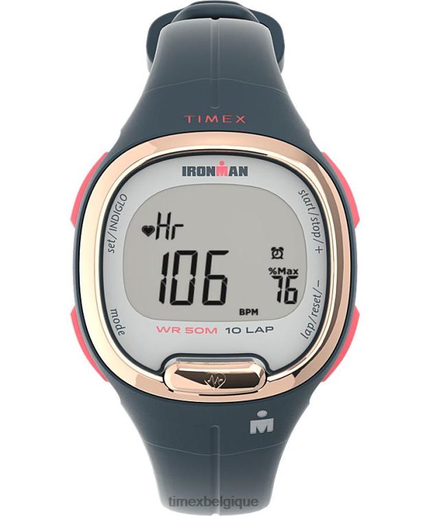 montres | Timex femmes montre d'activité et de fréquence cardiaque ironman heartfit transit+ avec bracelet en résine de 33 mm R2F20404 bleu/doré rose
