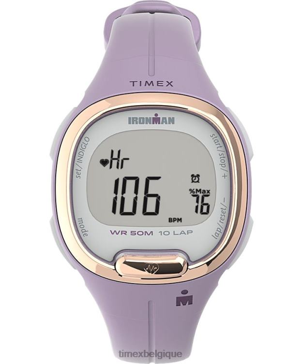 montres | Timex femmes montre d'activité et de fréquence cardiaque ironman heartfit transit+ avec bracelet en résine de 33 mm R2F20410 violet/doré rose