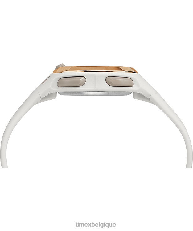 montres | Timex femmes montre ironman transit 33 mm, bracelet en résine de taille moyenne R2F20407 blanc/doré rose