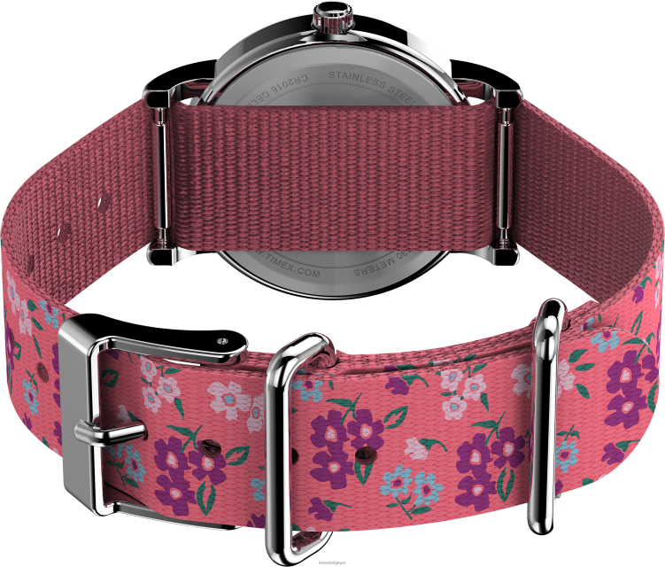 montres | Timex femmes montre Weekender avec bracelet en tissu de 31 mm R2F20392 argenté/rose/blanc