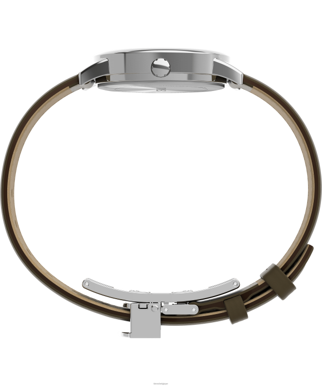 montres | Timex femmes montre à bracelet en cuir réglable unique de 30 mm facile à lire R2F20396 argenté/marron/crème