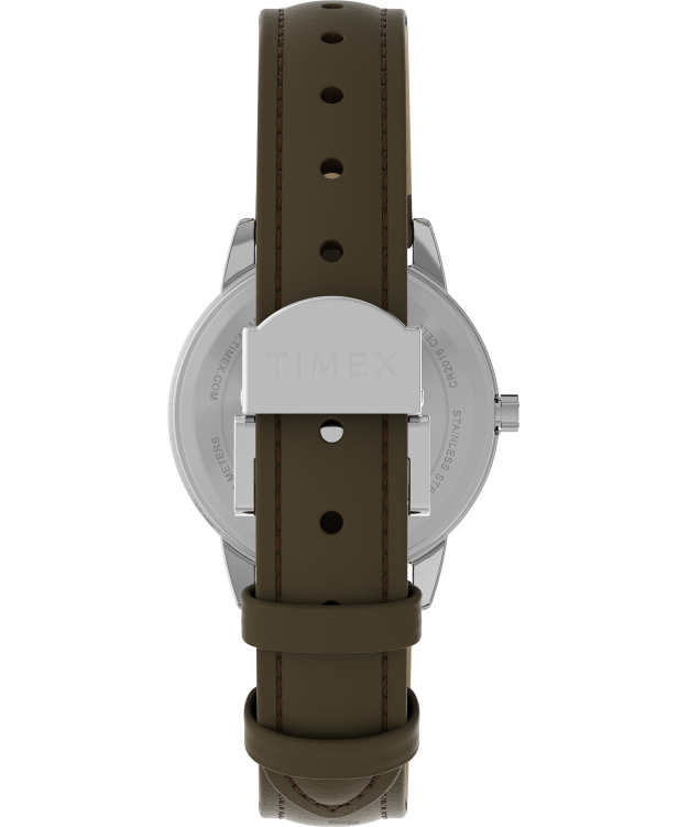 montres | Timex femmes montre à bracelet en cuir réglable unique de 30 mm facile à lire R2F20396 argenté/marron/crème