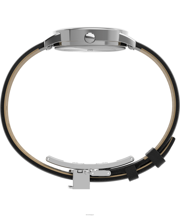 montres | Timex femmes montre à bracelet en cuir réglable unique de 30 mm facile à lire R2F20397 argenté/noir/blanc