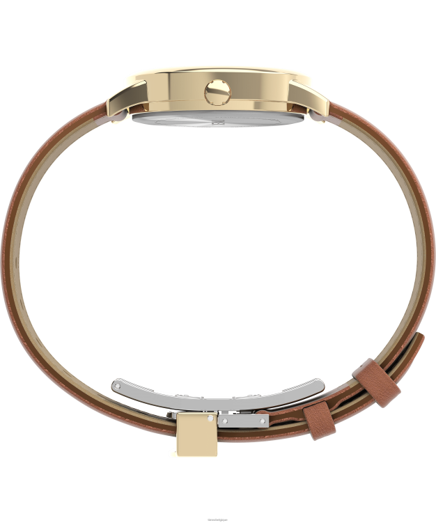 montres | Timex femmes montre à bracelet en cuir réglable unique de 30 mm facile à lire R2F20398 doré/marron/crème