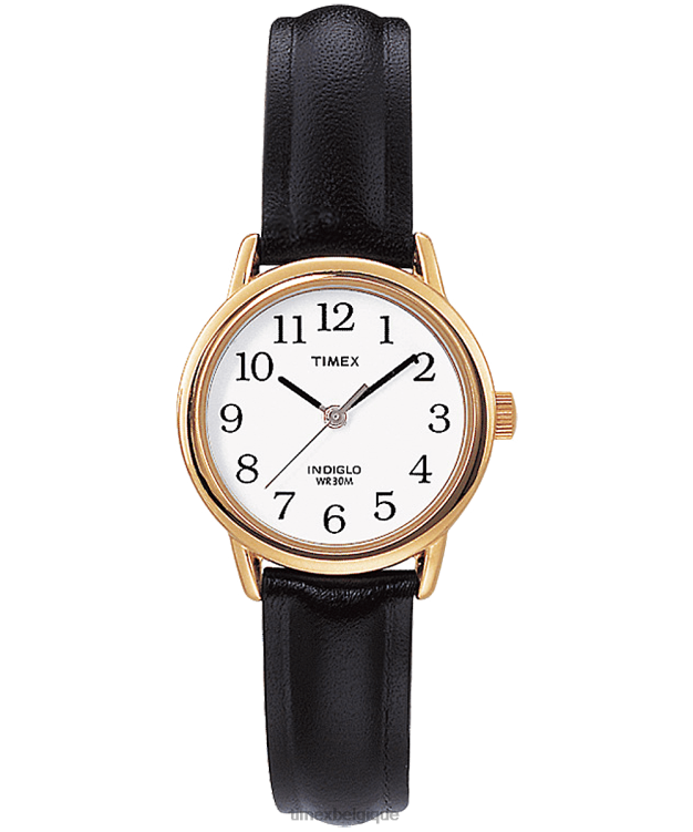 montres | Timex femmes montre facile à lire avec bracelet en cuir de 25 mm R2F20401 doré/noir/blanc