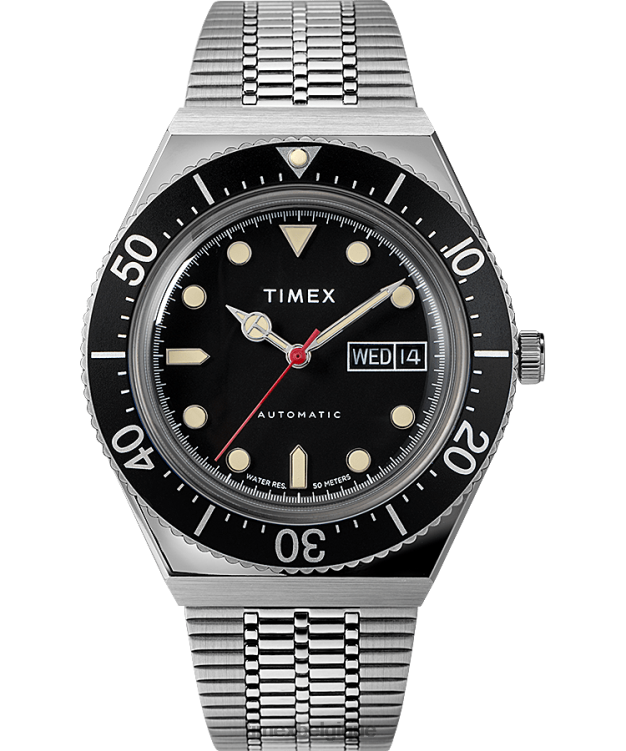 montres | Timex Hommes montre bracelet en acier inoxydable m79 automatique 40 mm R2F2044 acier inoxydable/noir