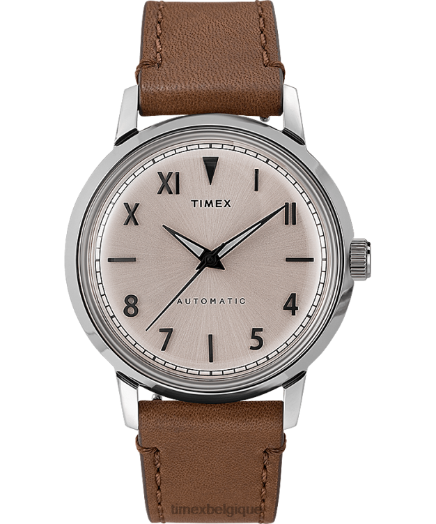 montres | Timex Hommes montre marlin automatique cadran californien bracelet en cuir 40 mm R2F2057 acier inoxydable/marron/naturel