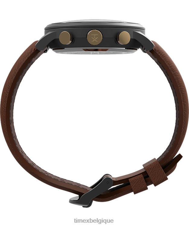 montres | Timex Hommes Montre chronographe classique Waterbury avec bracelet en cuir de 40 mm R2F2092 bronze/marron/bleu