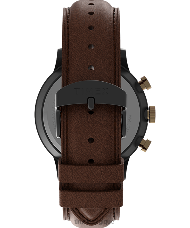 montres | Timex Hommes Montre chronographe classique Waterbury avec bracelet en cuir de 40 mm R2F2092 bronze/marron/bleu