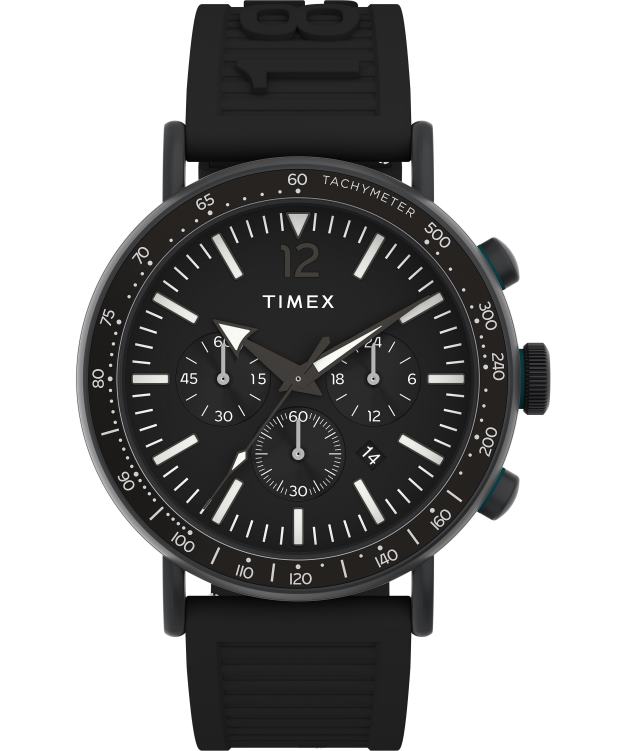 montres | Timex Hommes chronographe tachymétrique standard 43 mm montre bracelet en résine écologique R2F2086 noir