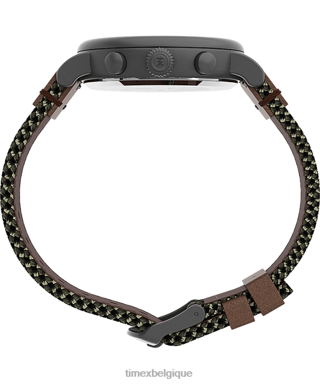 montres | Timex Hommes montre chronographe standard 41 mm bracelet en tissu et cuir R2F2096 bronze/vert