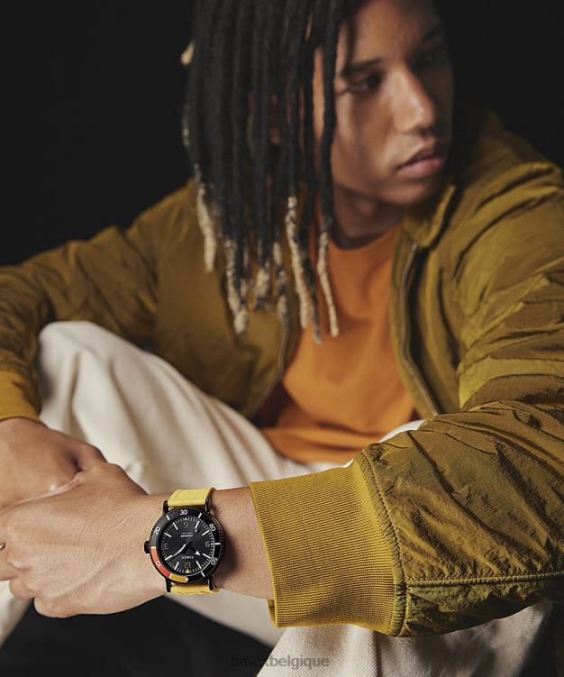 montres | Timex Hommes montre de plongée standard 43 mm avec bracelet en résine écologique R2F20105 argenté/jaune/noir/autre