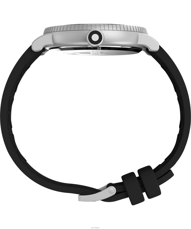 montres | Timex Hommes montre de plongée standard 43 mm avec bracelet en résine écologique R2F2099 argenté/noir/autre