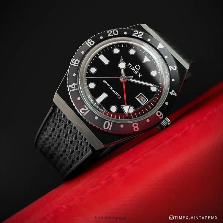 montres | Q Timex Hommes montre gmt 38 mm avec bracelet en caoutchouc synthétique R2F2030 bronze/noir