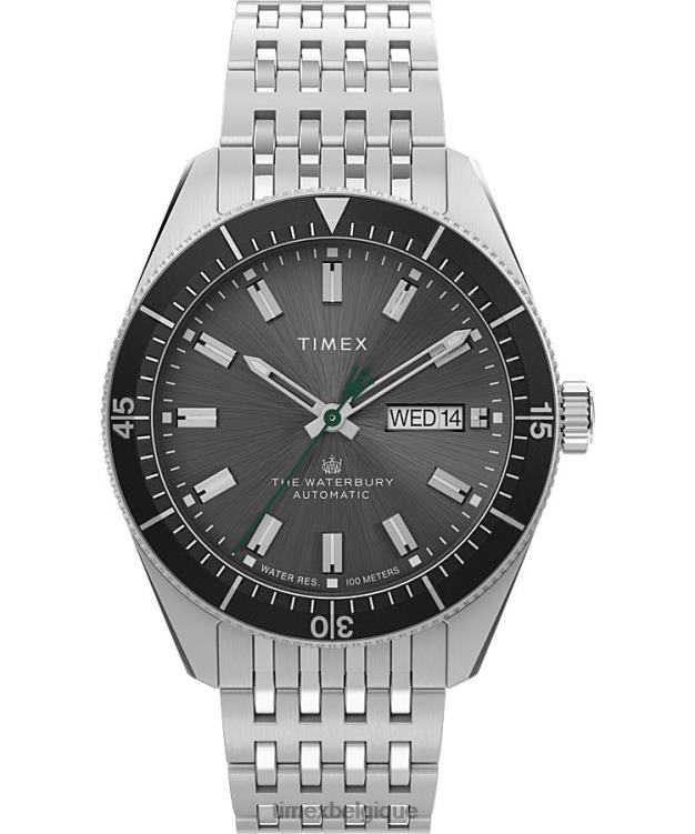montres | Timex Hommes Montre-bracelet automatique en acier inoxydable Waterbury Dive de 40 mm R2F2032 acier inoxydable/noir