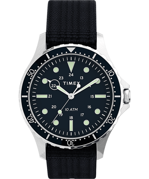montres | Timex Hommes montre à bracelet coulissant en tissu navi xl 41 mm R2F2012 acier inoxydable/bleu marine foncé