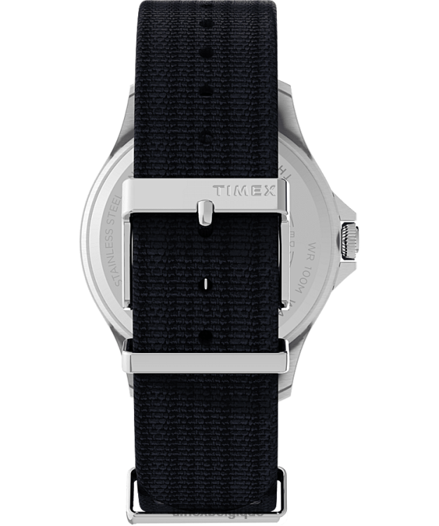 montres | Timex Hommes montre à bracelet coulissant en tissu navi xl 41 mm R2F2012 acier inoxydable/bleu marine foncé