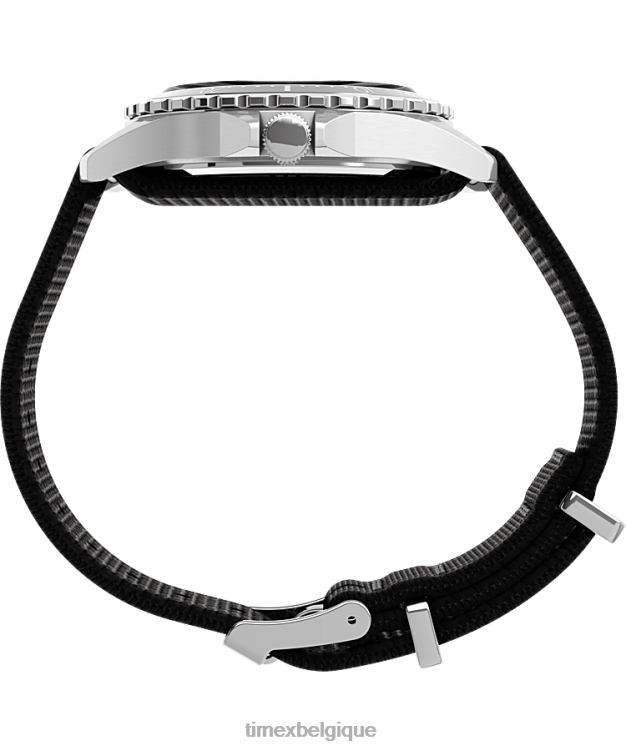 montres | Timex Hommes montre à bracelet coulissant en tissu navi xl 41 mm R2F209 acier inoxydable/noir