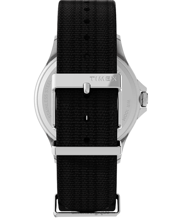 montres | Timex Hommes montre à bracelet coulissant en tissu navi xl 41 mm R2F209 acier inoxydable/noir