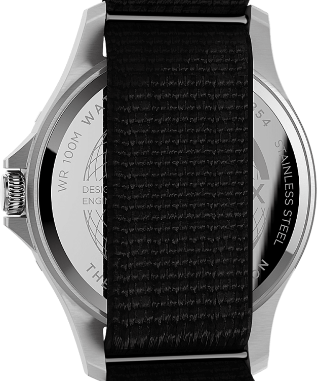 montres | Timex Hommes montre à bracelet coulissant en tissu navi xl 41 mm R2F209 acier inoxydable/noir