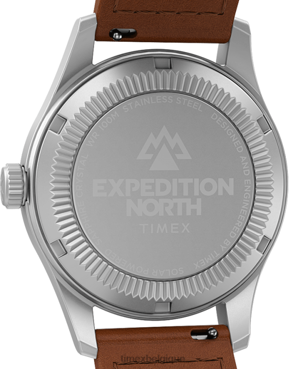 montres | Timex Hommes montre expédition north field post solar 36 mm avec bracelet en cuir écologique R2F2022 acier inoxydable/marron/noir