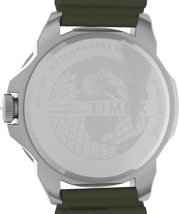 montres | Timex Hommes montre expédition north ridge 41 mm bracelet en silicone R2F2013 argenté/vert